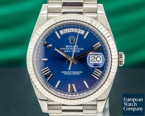 white gold presidential rolex blue face|rolex presidential 40mm white gold.